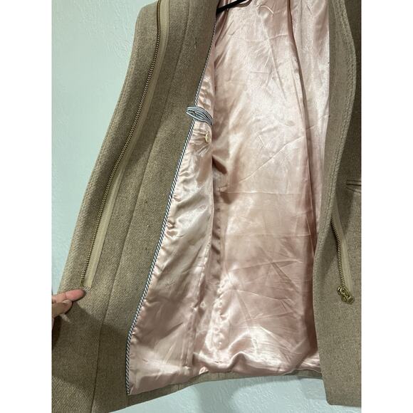 J. Crew Italian Stadium Cloth By Nello Gori Womens Tan Winter Overcoat Size 0P - Picture 4 of 7